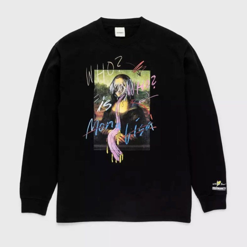 Simon Fujiwara x Highsnobiety Shirt M Mona Lisa Graphic Print Black Long Sleeve